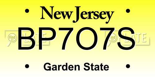 BP7O7S New Jersey License Plate