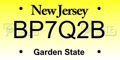 BP7Q2B New Jersey License Plate