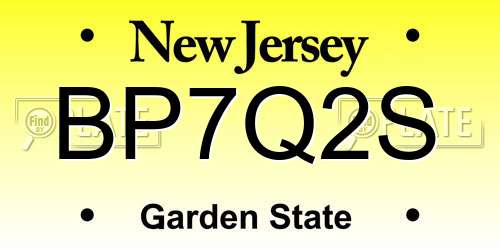 BP7Q2S New Jersey License Plate