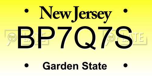 BP7Q7S New Jersey License Plate