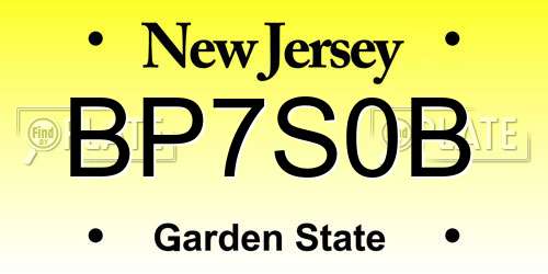 BP7S0B New Jersey License Plate