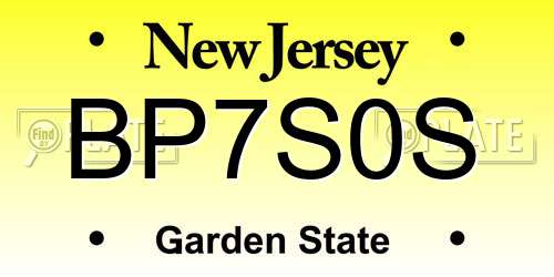 BP7S0S New Jersey License Plate