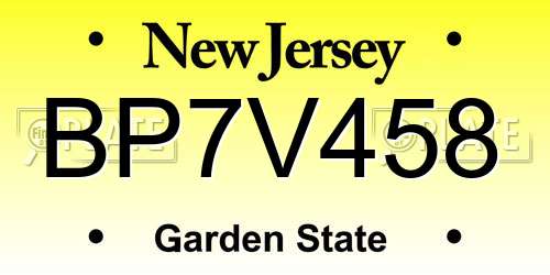 BP7V458 New Jersey License Plate
