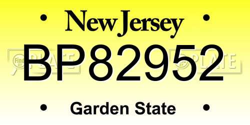 BP82952 New Jersey License Plate