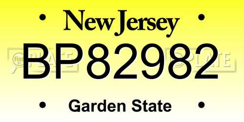 BP82982 New Jersey License Plate