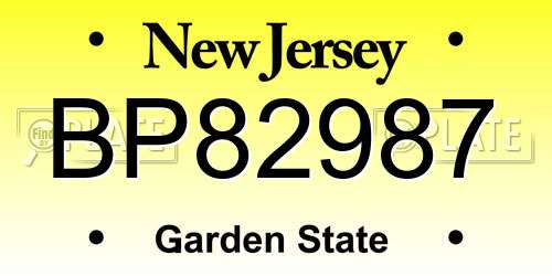 BP82987 New Jersey License Plate