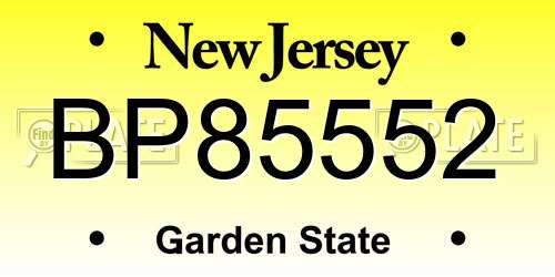 BP85552 New Jersey License Plate