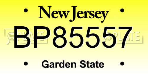 BP85557 New Jersey License Plate