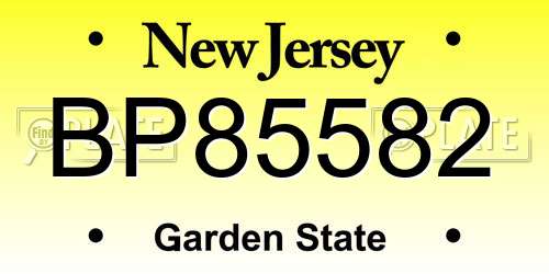 BP85582 New Jersey License Plate
