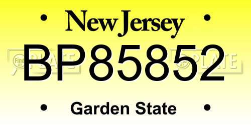 BP85852 New Jersey License Plate