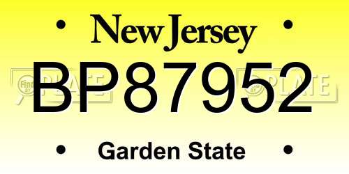 BP87952 New Jersey License Plate