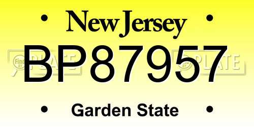 BP87957 New Jersey License Plate