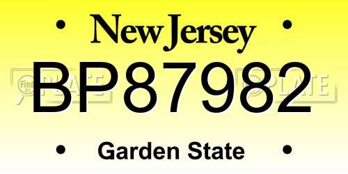 BP87982 New Jersey License Plate