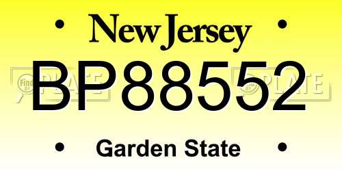 BP88552 New Jersey License Plate