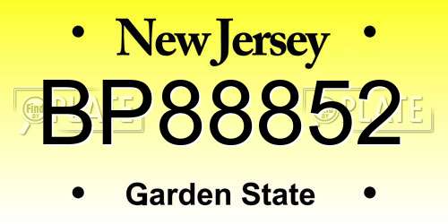 BP88852 New Jersey License Plate