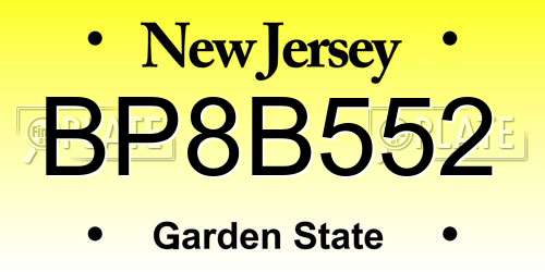 BP8B552 New Jersey License Plate