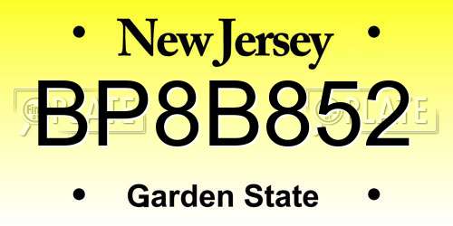 BP8B852 New Jersey License Plate