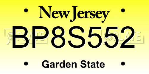 BP8S552 New Jersey License Plate