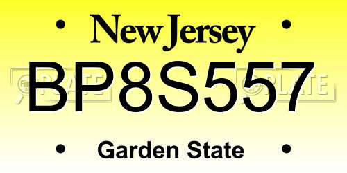 BP8S557 New Jersey License Plate