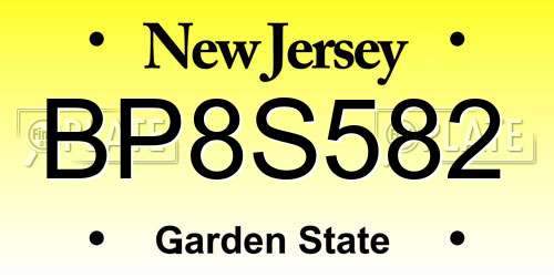 BP8S582 New Jersey License Plate