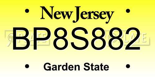 BP8S882 New Jersey License Plate