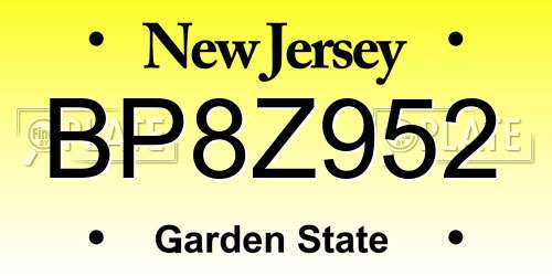 BP8Z952 New Jersey License Plate