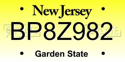 BP8Z982 New Jersey License Plate