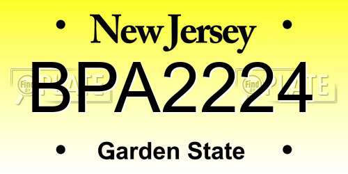 BPA2224 New Jersey License Plate
