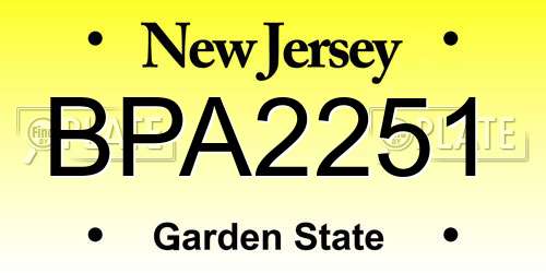 BPA2251 New Jersey License Plate