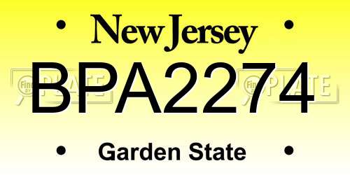BPA2274 New Jersey License Plate