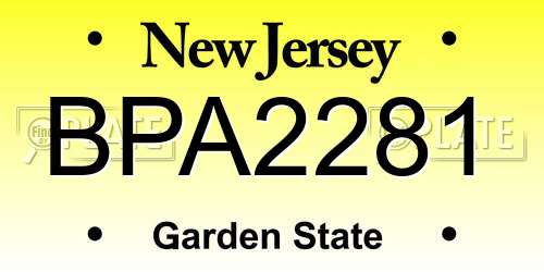 BPA2281 New Jersey License Plate