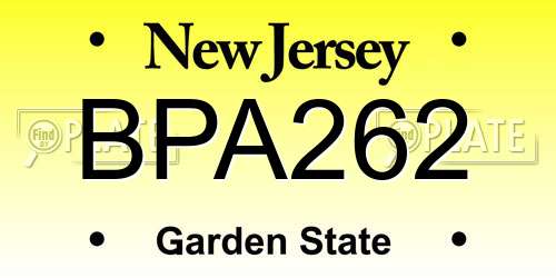 BPA262 New Jersey License Plate