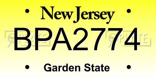BPA2774 New Jersey License Plate