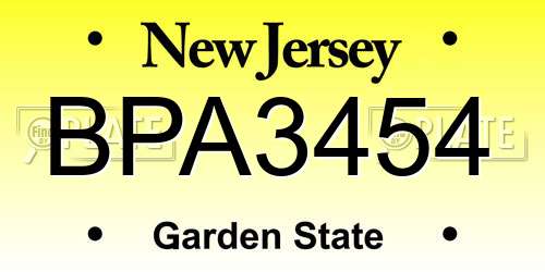 BPA3454 New Jersey License Plate