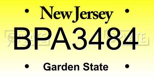 BPA3484 New Jersey License Plate