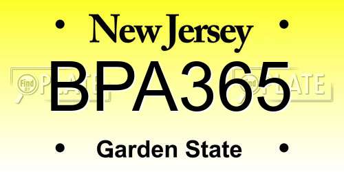 BPA365 New Jersey License Plate