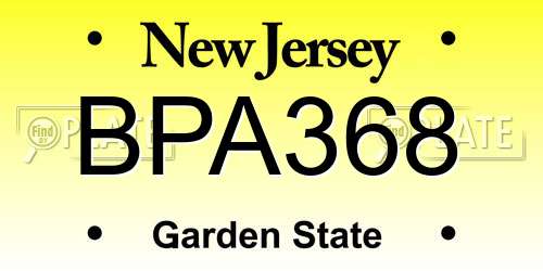 BPA368 New Jersey License Plate