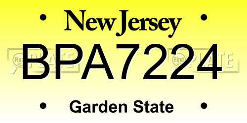 BPA7224 New Jersey License Plate