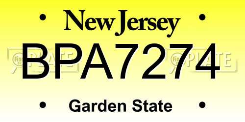 BPA7274 New Jersey License Plate