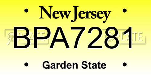 BPA7281 New Jersey License Plate
