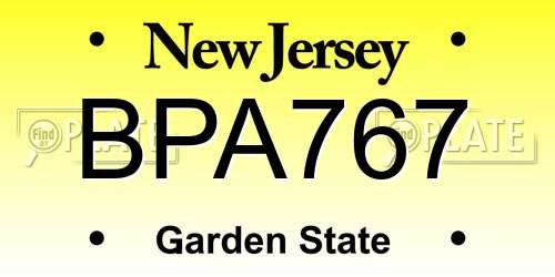 BPA767 New Jersey License Plate