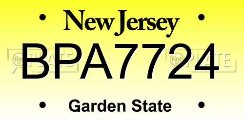 BPA7724 New Jersey License Plate