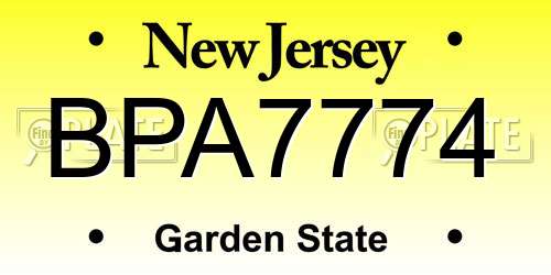BPA7774 New Jersey License Plate