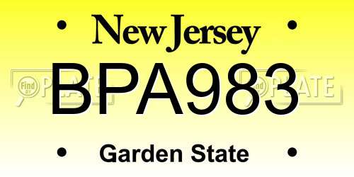 BPA983 New Jersey License Plate