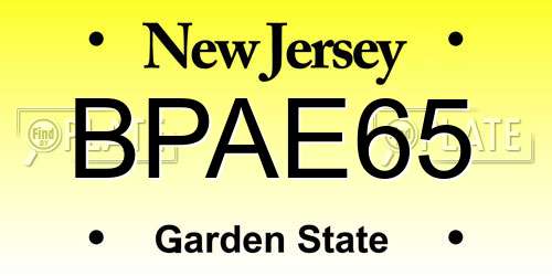 BPAE65 New Jersey License Plate