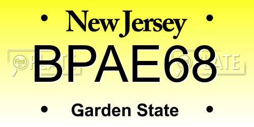 BPAE68 New Jersey License Plate