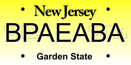 BPAEABA New Jersey License Plate
