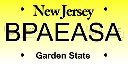 BPAEASA New Jersey License Plate