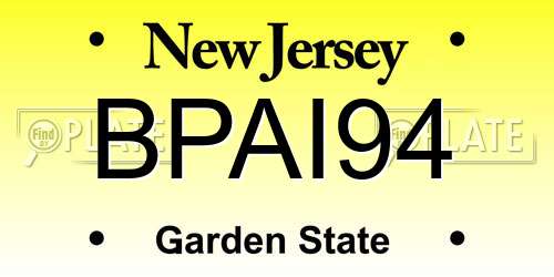 BPAI94 New Jersey License Plate