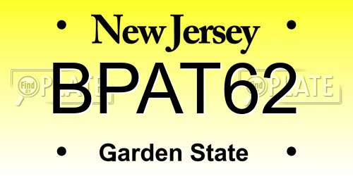 BPAT62 New Jersey License Plate